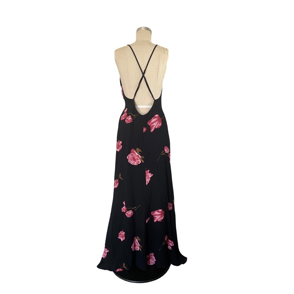 Reformation Black Floral Maxi Dress Open Back Slit Formal Evening Size S NWT - Picture 9 of 15
